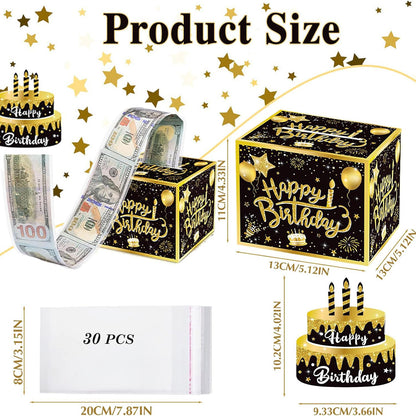 Black and Gold Money Box for Birthday Party Decor
