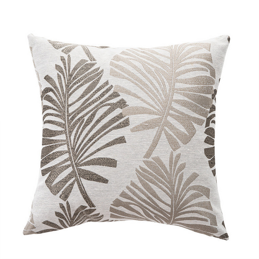Linen Printed Leaf Cushion Cover